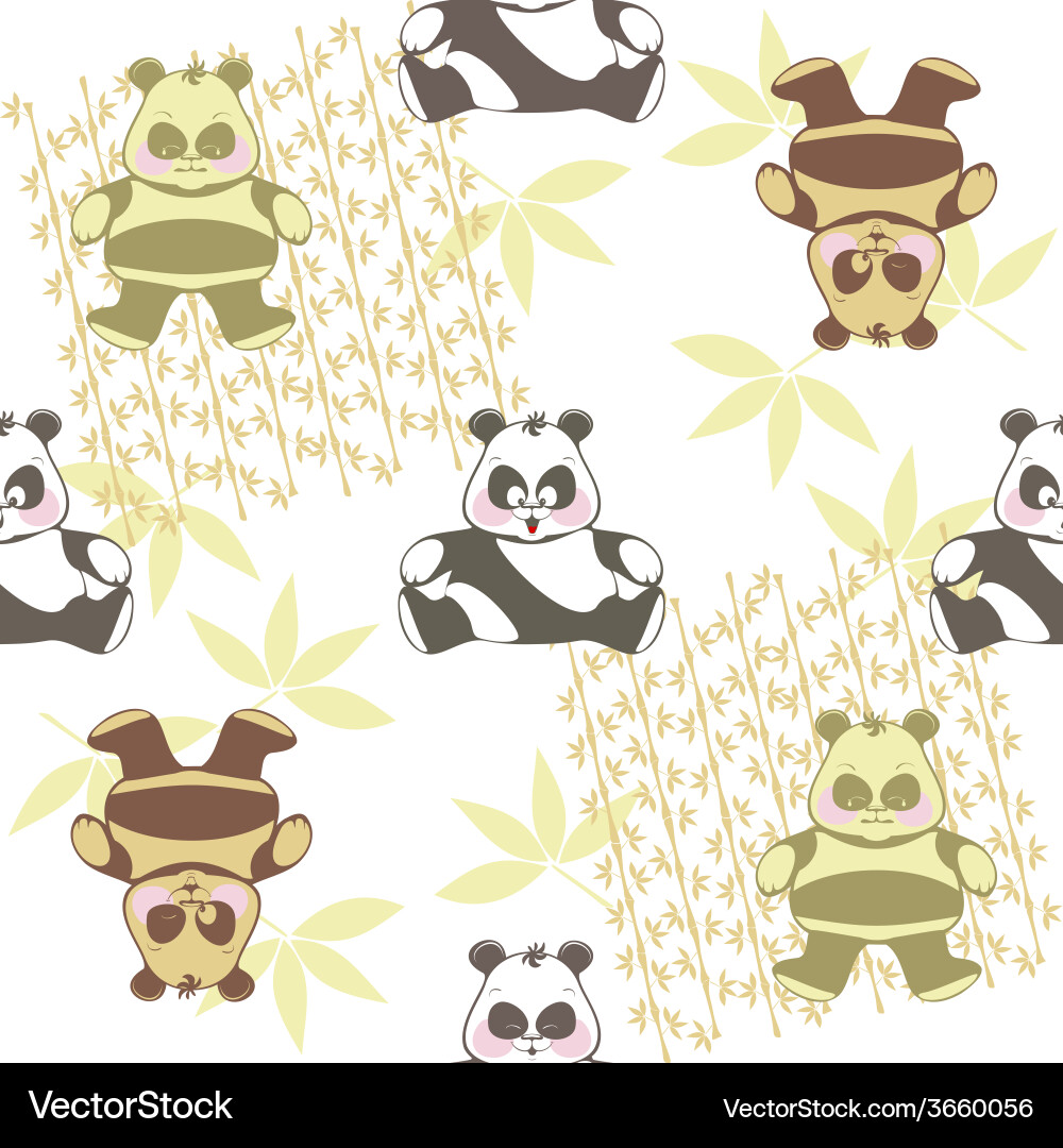 Seamless background of different pandas on a white Vector Image