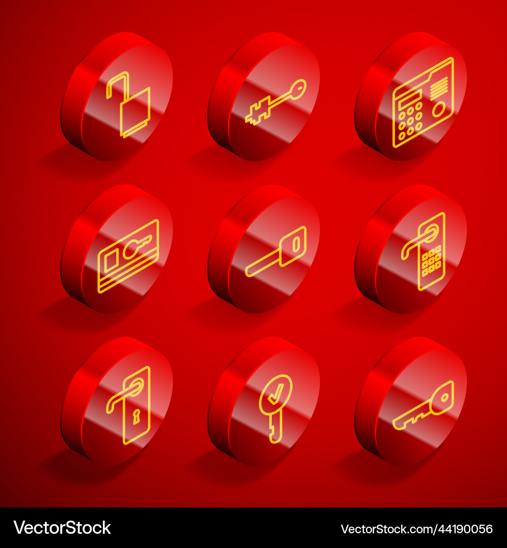 Set line open padlock old key house intercom Set line open padlock old key house intercom vector image