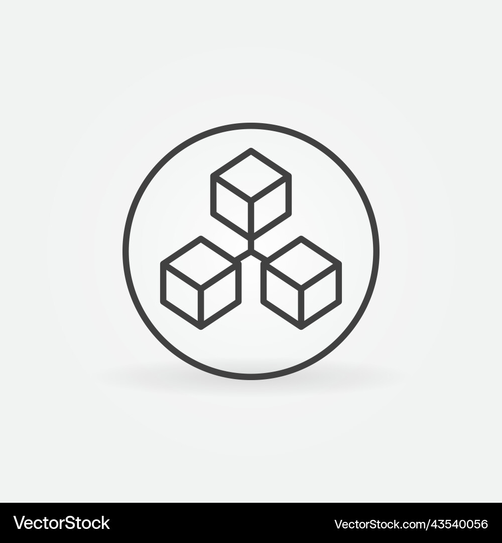 Three connected blocks - blockchain in circle Three connected blocks - blockchain in circle vector image