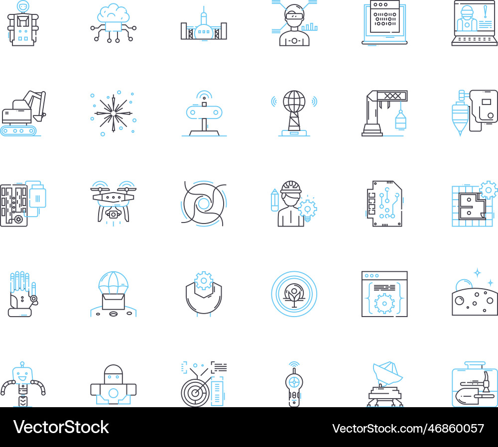 Architect linear icons set design blueprint Architect linear icons set design blueprint vector image