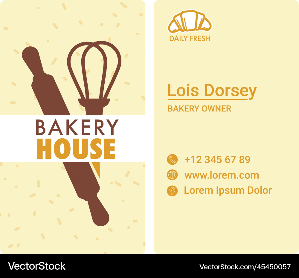 Bakery house business card and contact information vector image