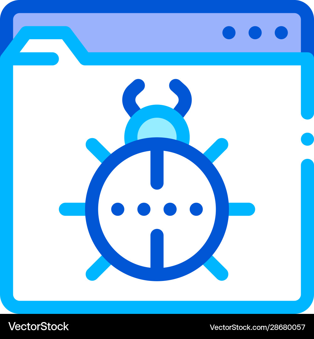 Beetle bug code mistake or virus line icon Beetle bug code mistake or virus line icon vector image