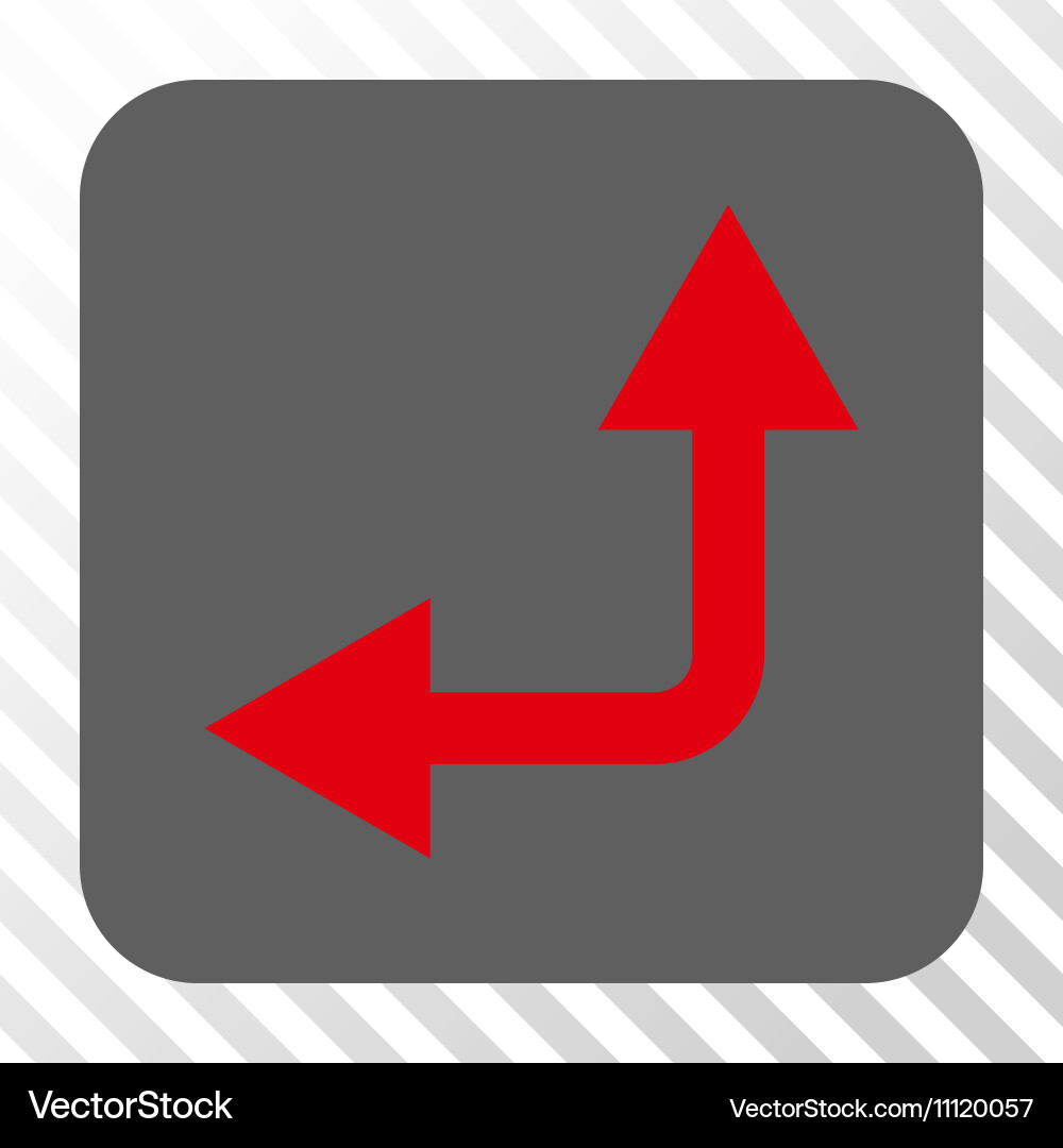 Bifurcation arrow left up rounded square button Vector Image