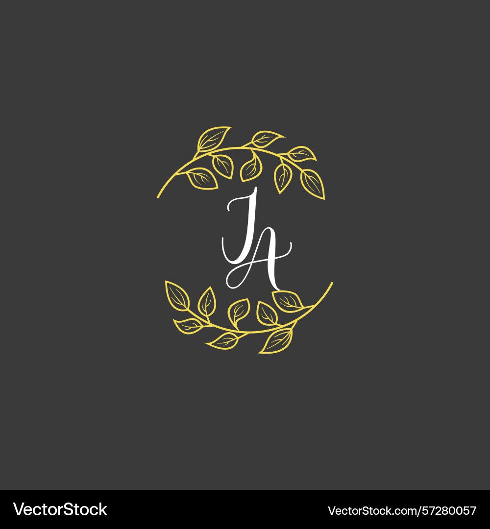 Botanical monogram logos with initial ja Vector Image