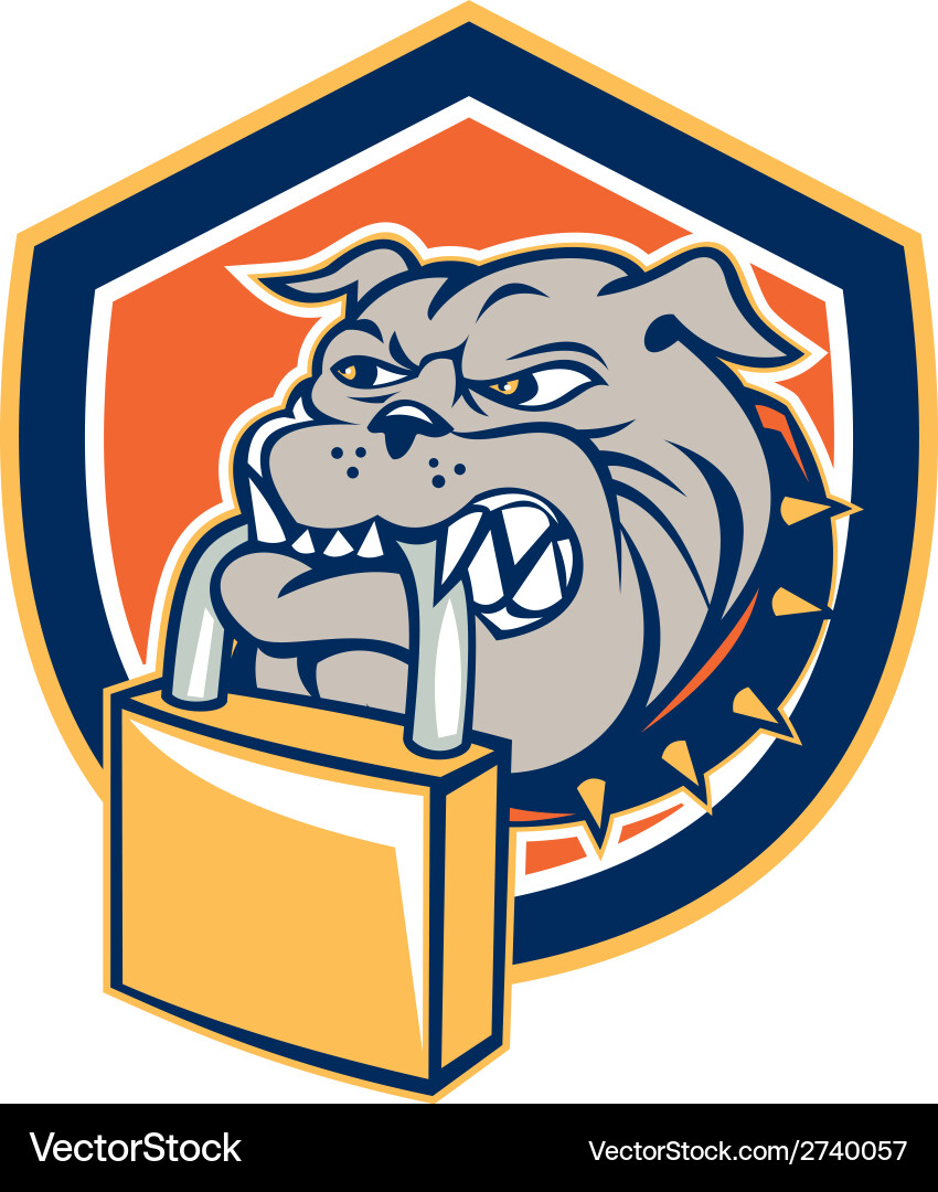 Bulldog dog mongrel padlock shield retro Vector Image