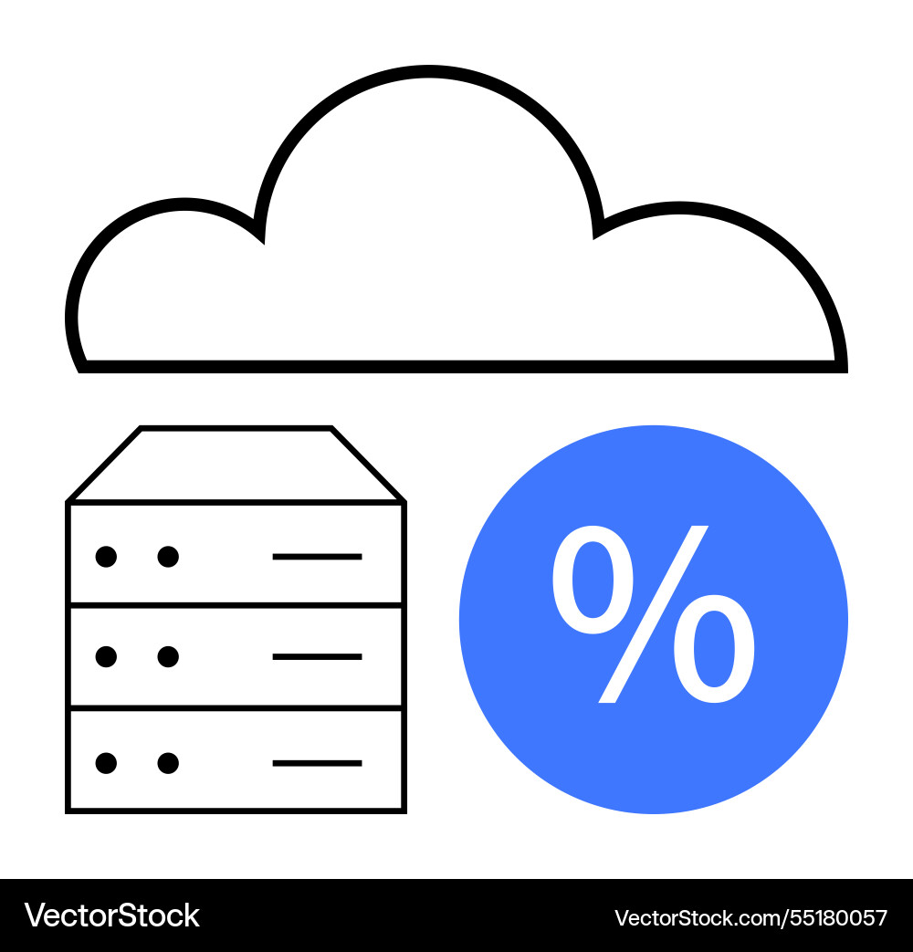 Cloud computing with server stack and percentage Vector Image