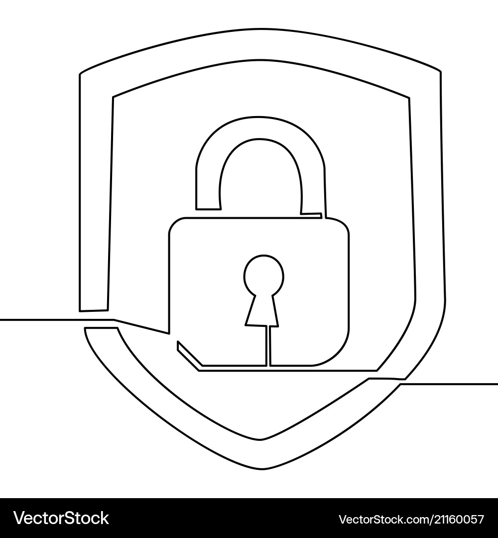 Continuous Line Security Lock Icon Vector Image