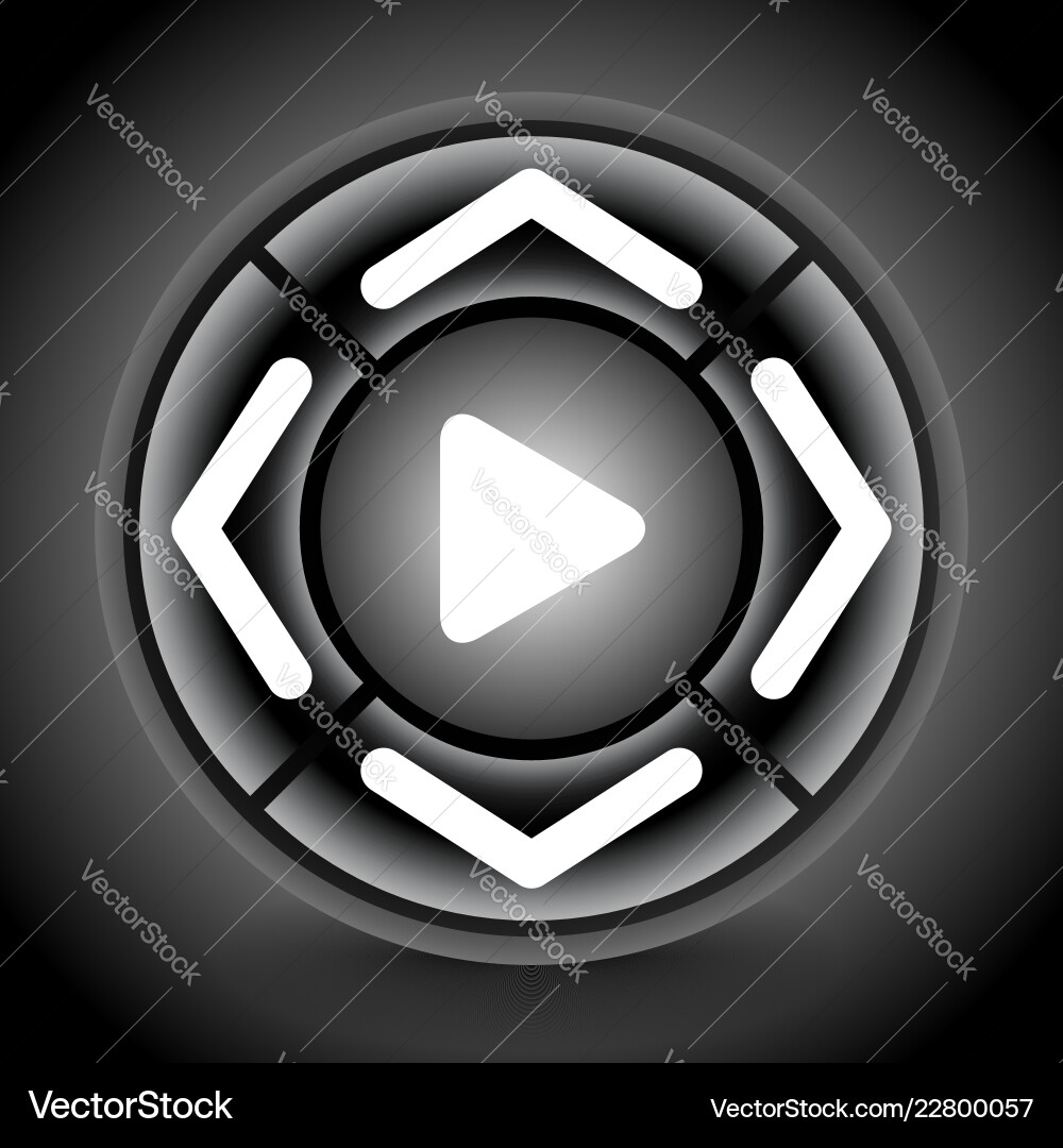 Dial round button with 4-way arrows Vector Image