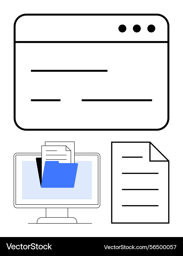 Digital file organization with folder and document Digital file organization with folder and document vector image