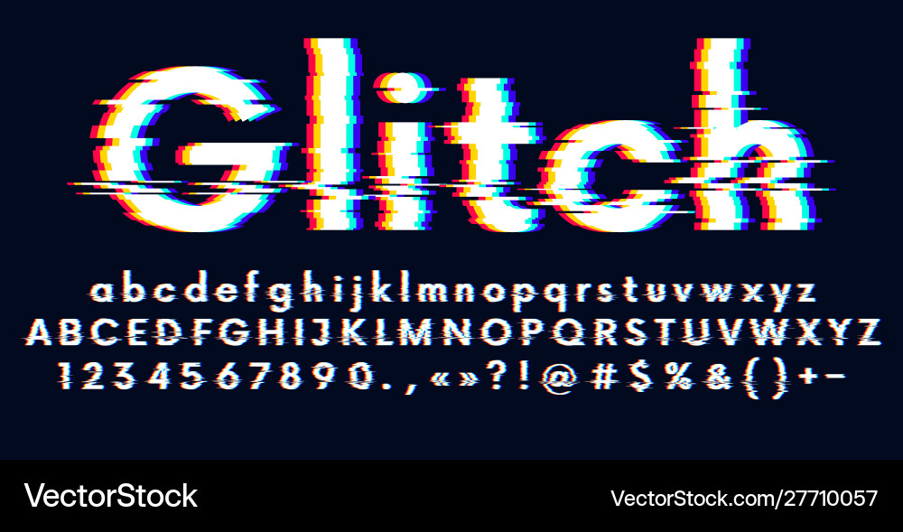 Digital Glitch Alphabet - Error Effect vector image