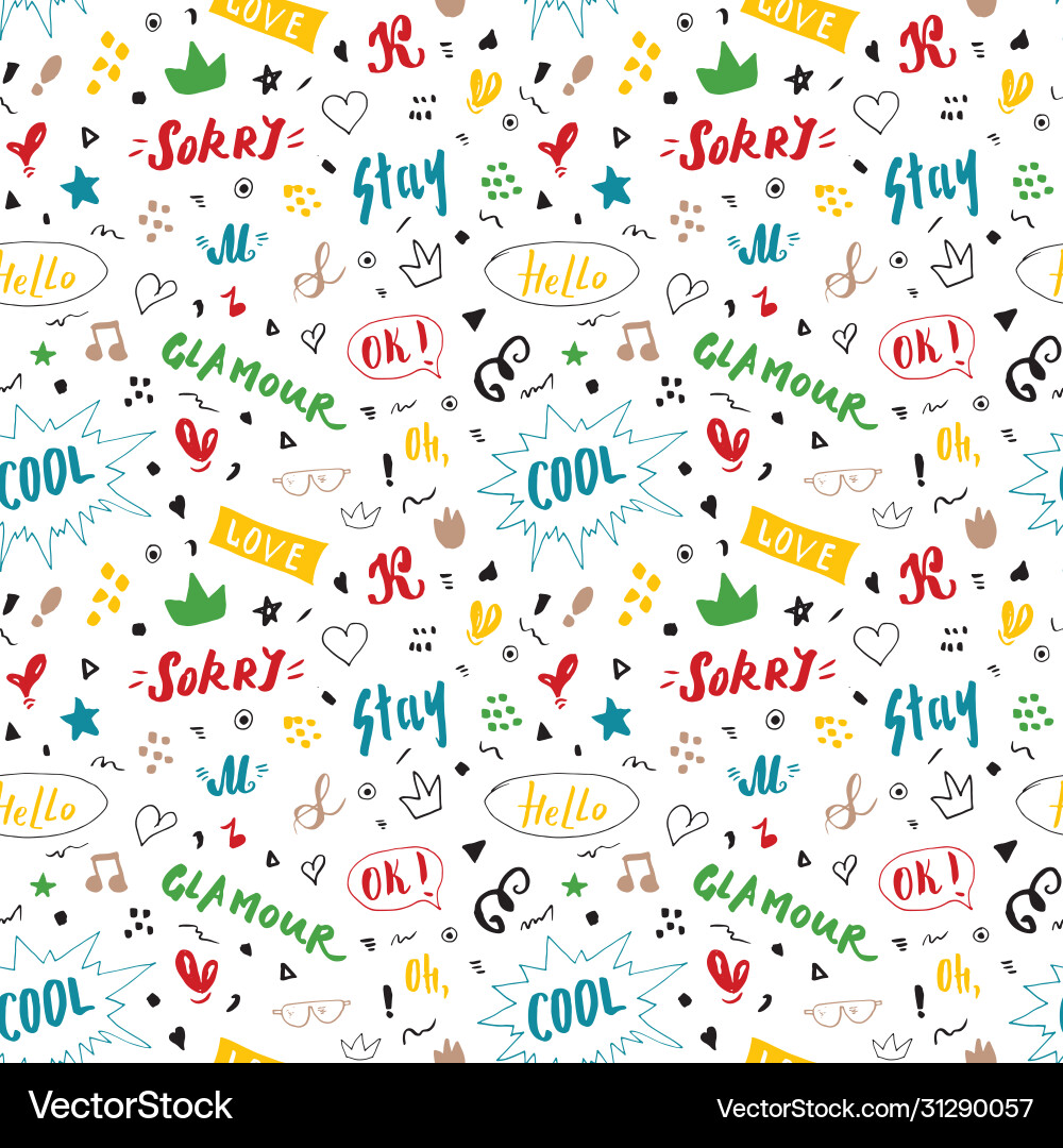 Doodle nahtlose Muster hand gezogen Pop-Art Zeichen Doodle nahtlose Muster hand gezogen Pop-Art Zeichen vektorbild