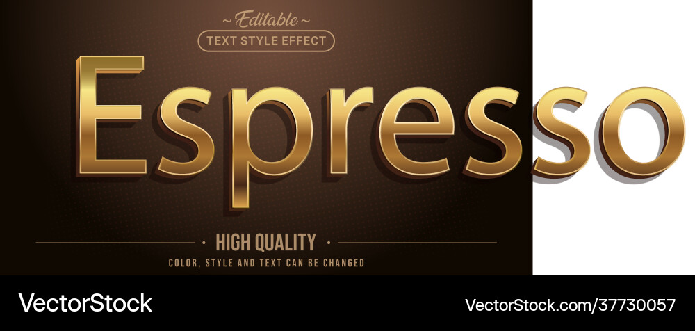 Editable text style effect - espresso vector image