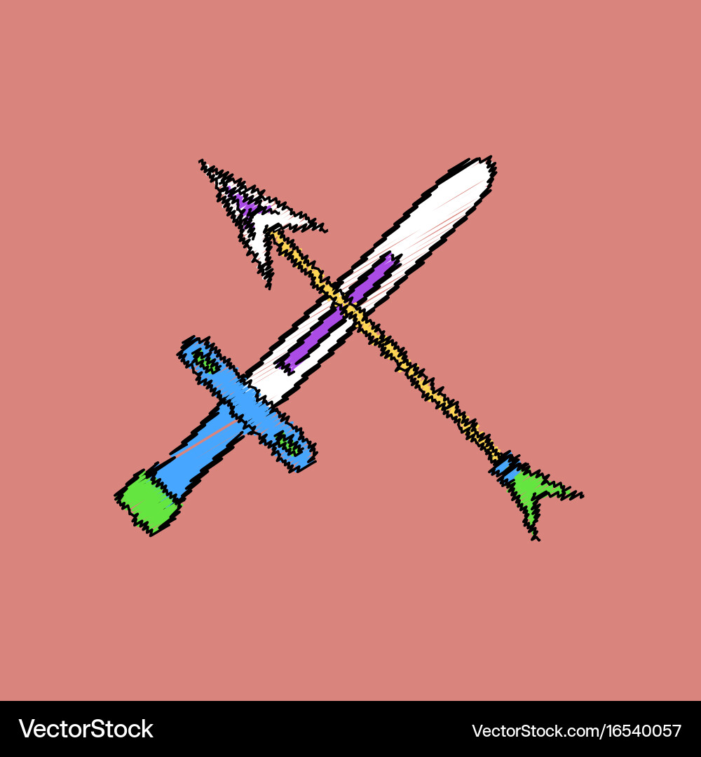 Flat shading style icon sword and arrow Vector Image