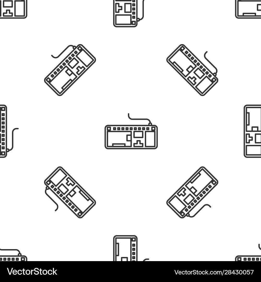 Grey line computer keyboard icon isolated seamless Vector Image