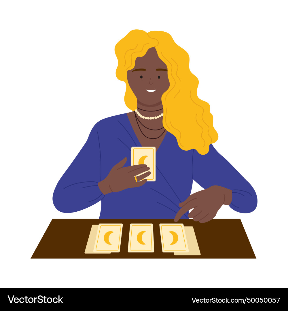 Gypsy fortune teller with tarot cards Gypsy fortune teller with tarot cards vector image