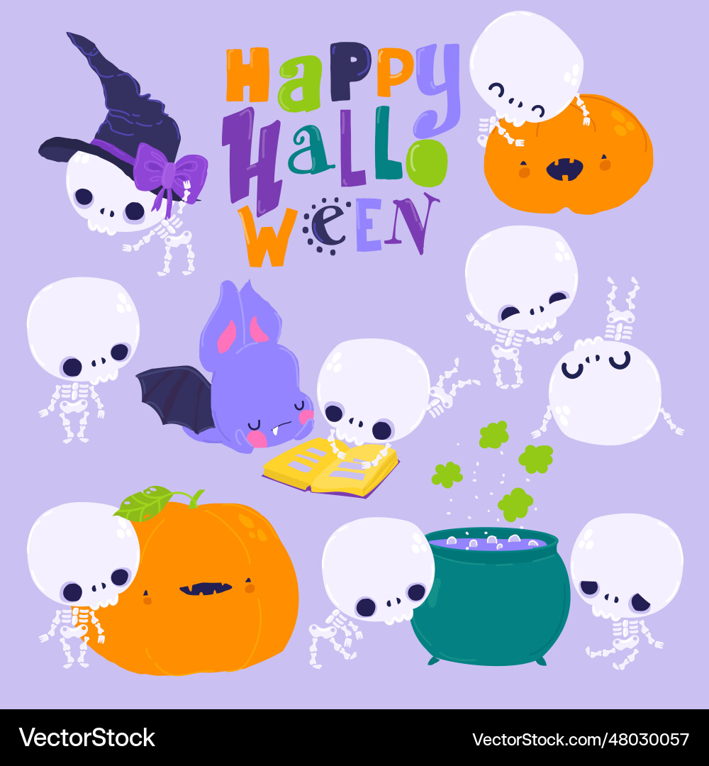 Happy halloween kindische Sammlung mit Design Happy halloween kindische Sammlung mit Design vektorbild