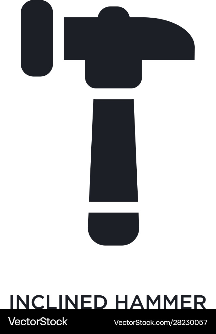 Inclined hammer isolated icon simple element from vector image