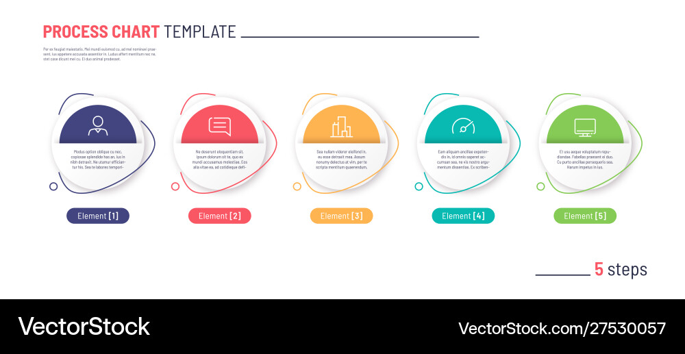 Infographic process chart template five Infographic process chart template five vector image