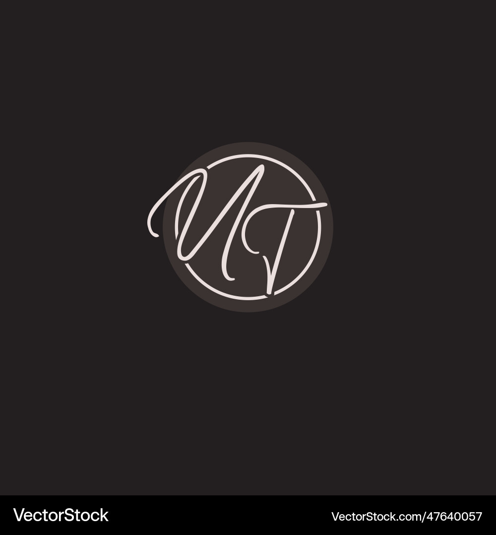 Initials ut logo monogram with simple circle line Vector Image
