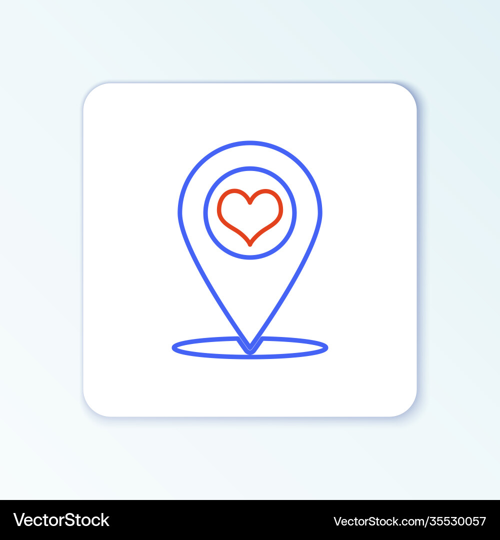 Line map pointer with heart icon isolated on white Line map pointer with heart icon isolated on white vector image