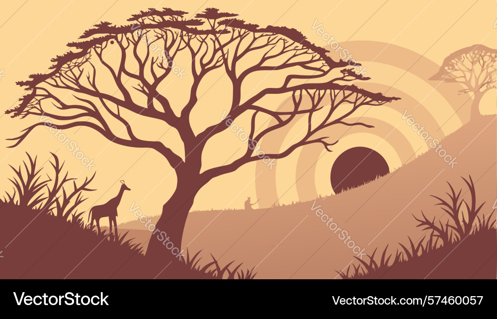 Lone tree in a desolate grid-patterned abstract Vector Image