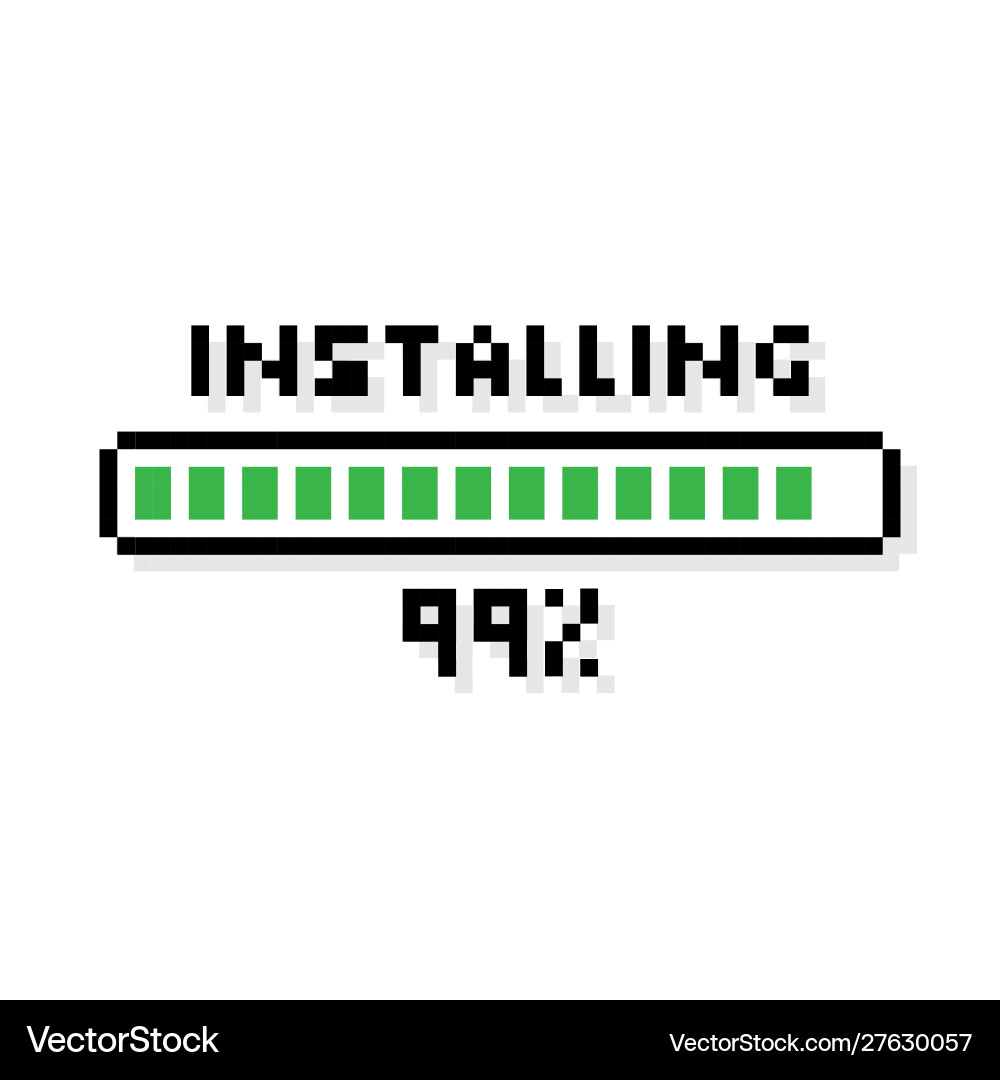 Pixel art installing green loading bar vector image