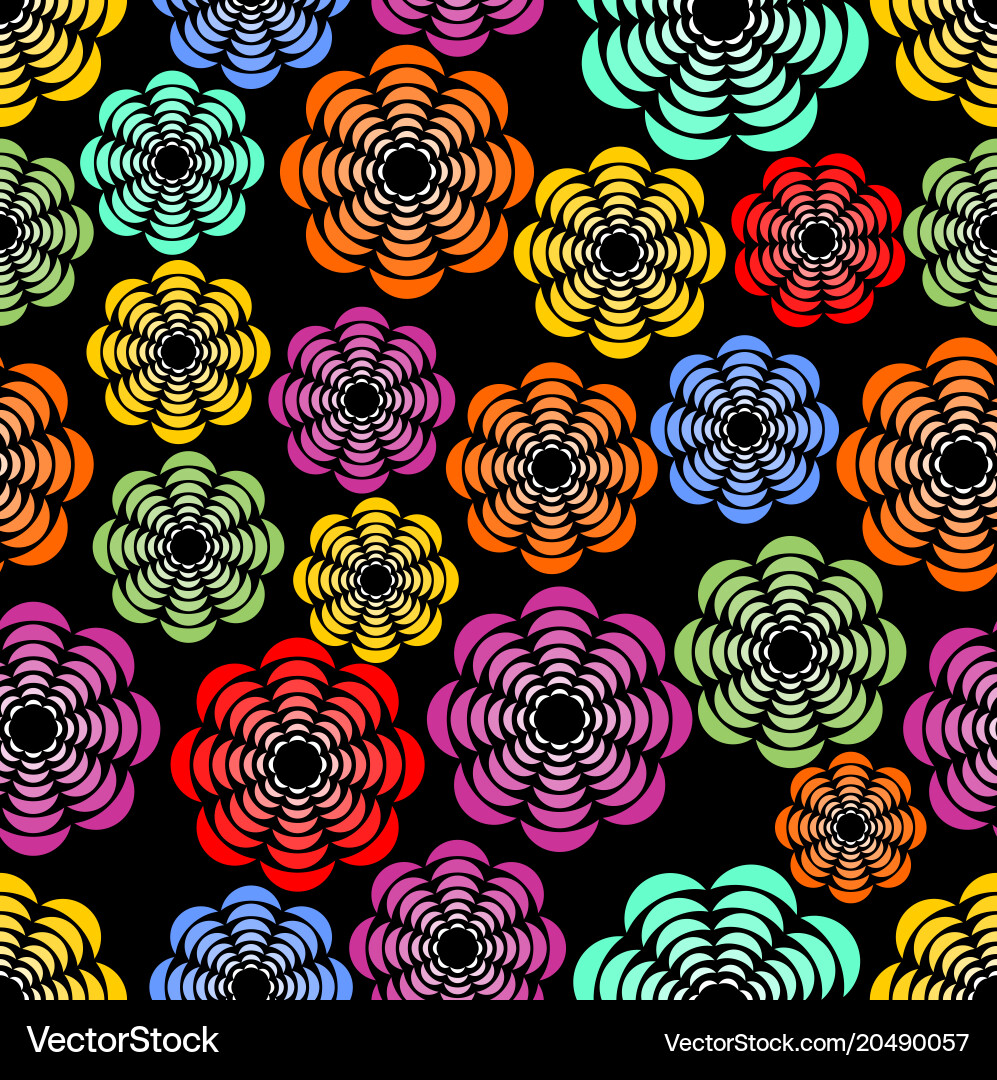 Rainbow uneven distributed abstract flower shapes vector image