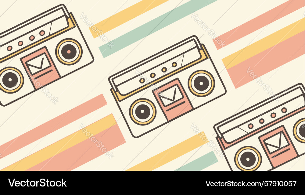 Retro boombox pattern background with playful Vector Image