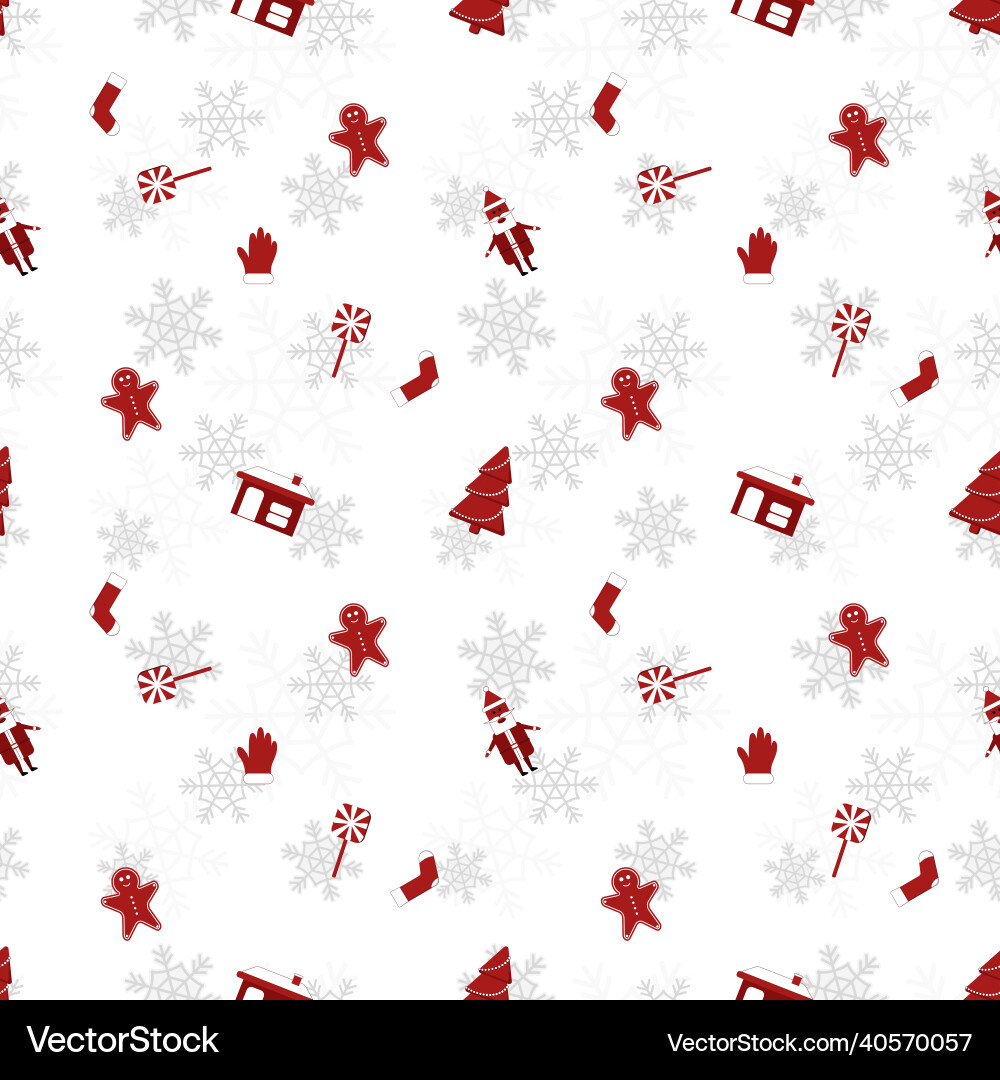 Round edge christmas object repeat pattern vector image