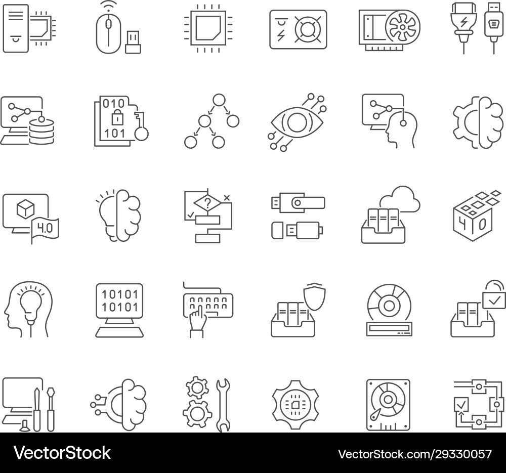 Set line icons computer science Set line icons computer science vector image