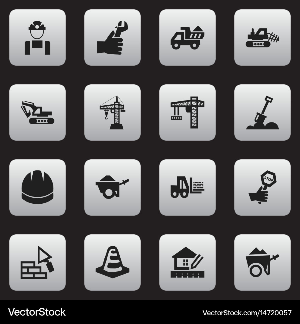 Set of 16 editable structure icons includes vector image