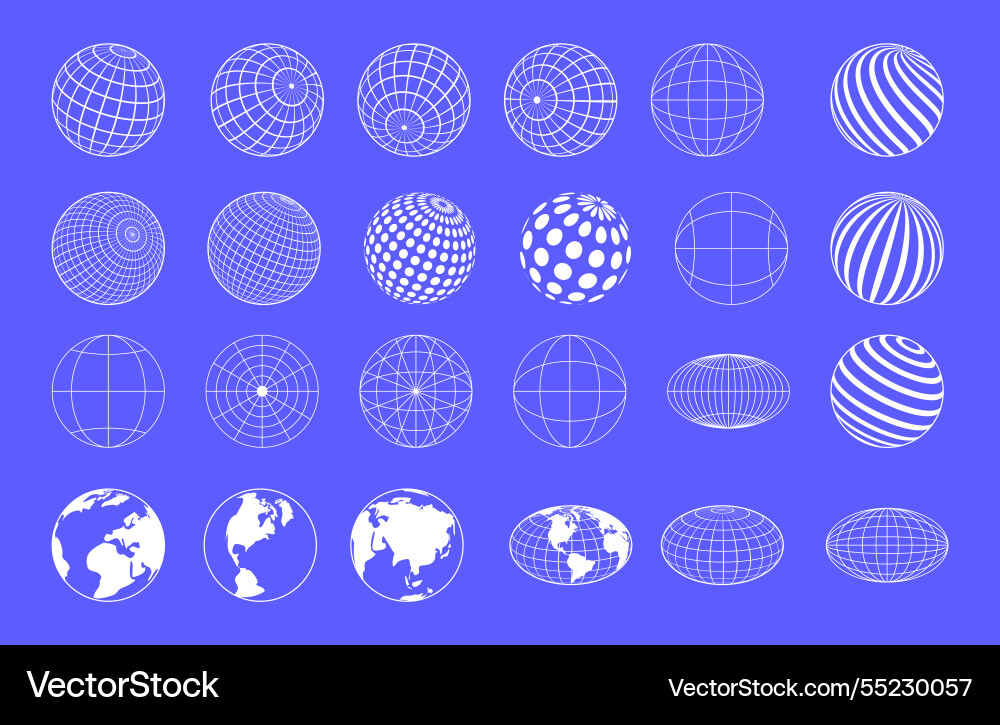 World globe map earth planet linear symbol y2k Vector Image