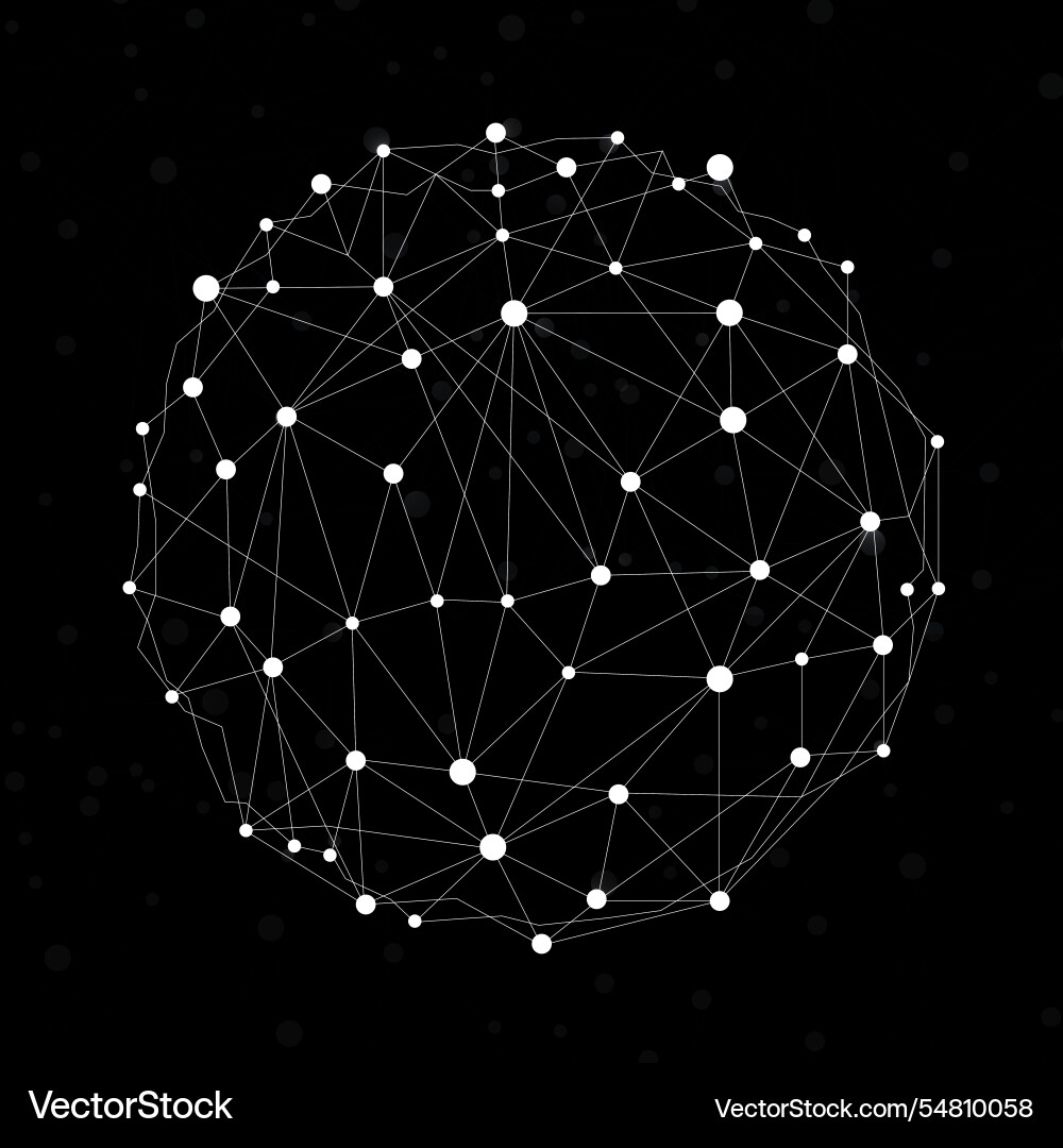 Abstract wireframe mesh sphere with glowing dot vector image