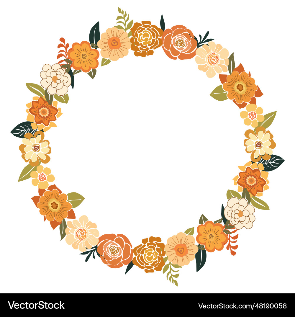 Abstract wreath with colorful flowers art vector image