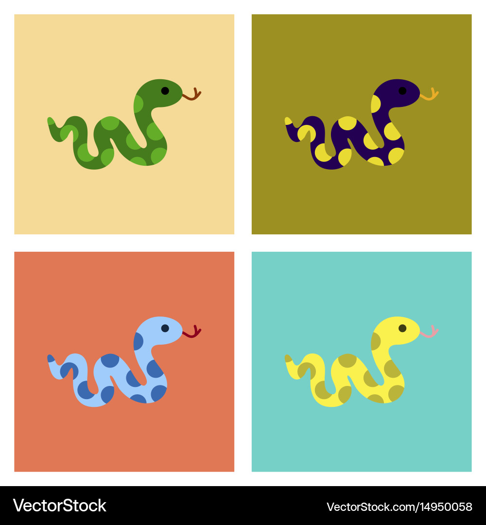 Assembly flat icons reptile snake Vector Image