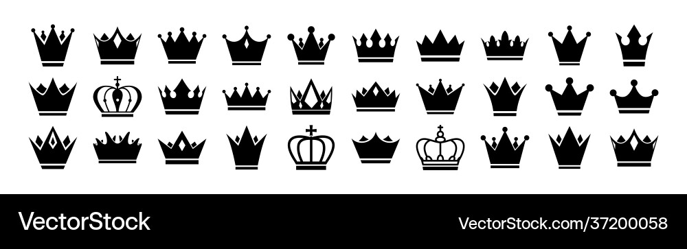 Big set crowns icon Royalty Free Vector Image - VectorStock