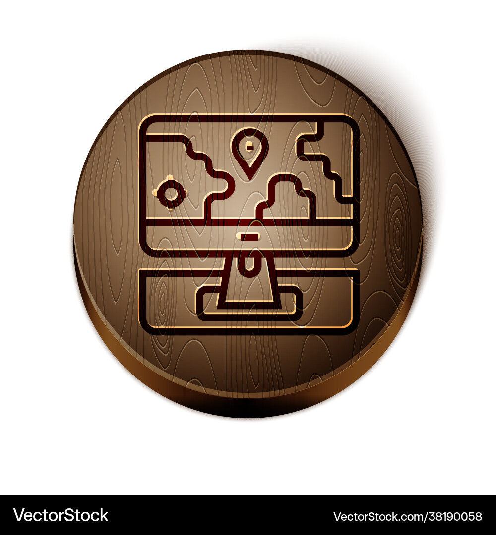 Brown line computer monitor and folded map Brown line computer monitor and folded map vector image
