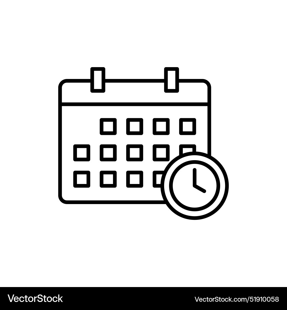 Calendar with clock icon ideal for scheduling Vector Image