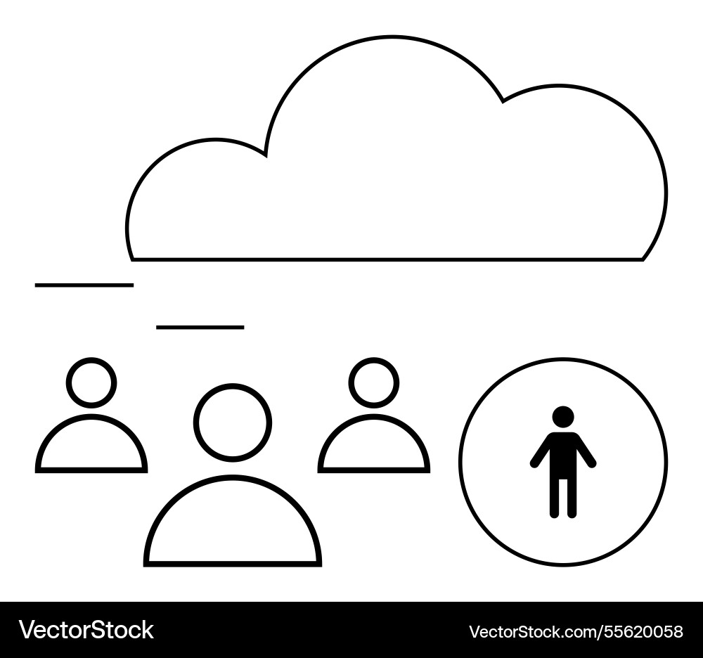 Cloud networking with individual user highlight Cloud networking with individual user highlight vector image