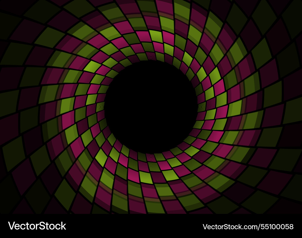 Concept dark tunnel from round forms with squares Concept dark tunnel from round forms with squares vector image