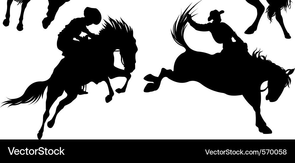 Cowboy Silhouettes on Horseback vector image