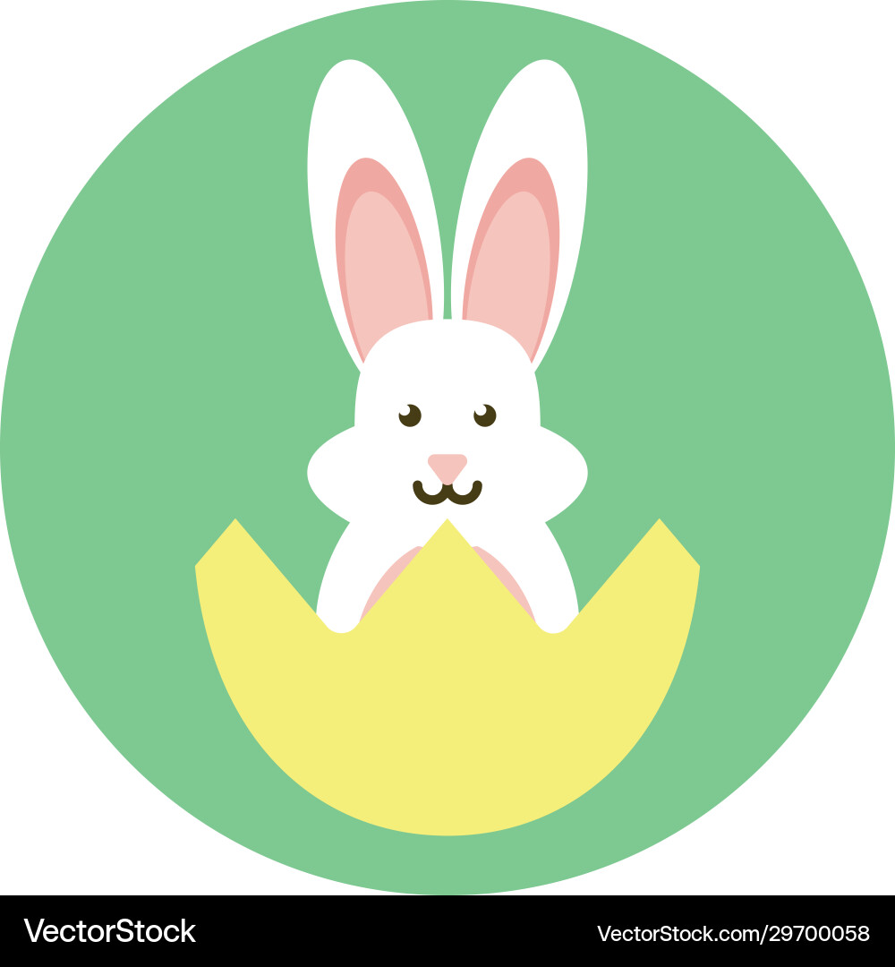 Eggshell with cute rabbit icon block style Eggshell with cute rabbit icon block style Vector Image