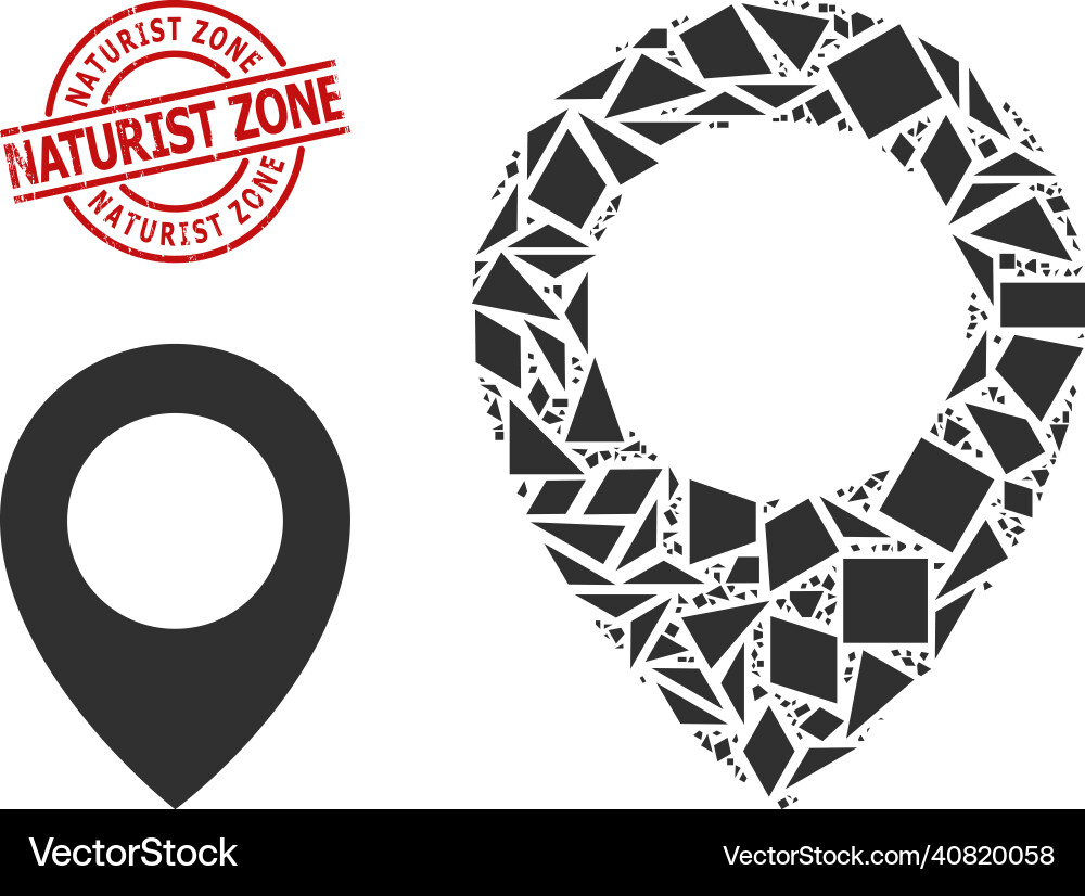 Geometric map pointer icon mosaic and scratched Geometric map pointer icon mosaic and scratched vector image