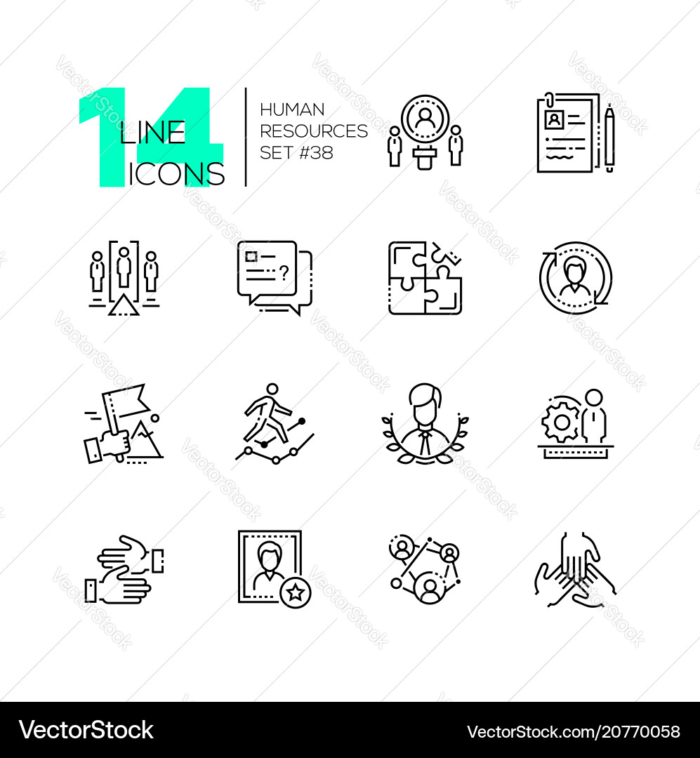 Human resources - set of line design style icons