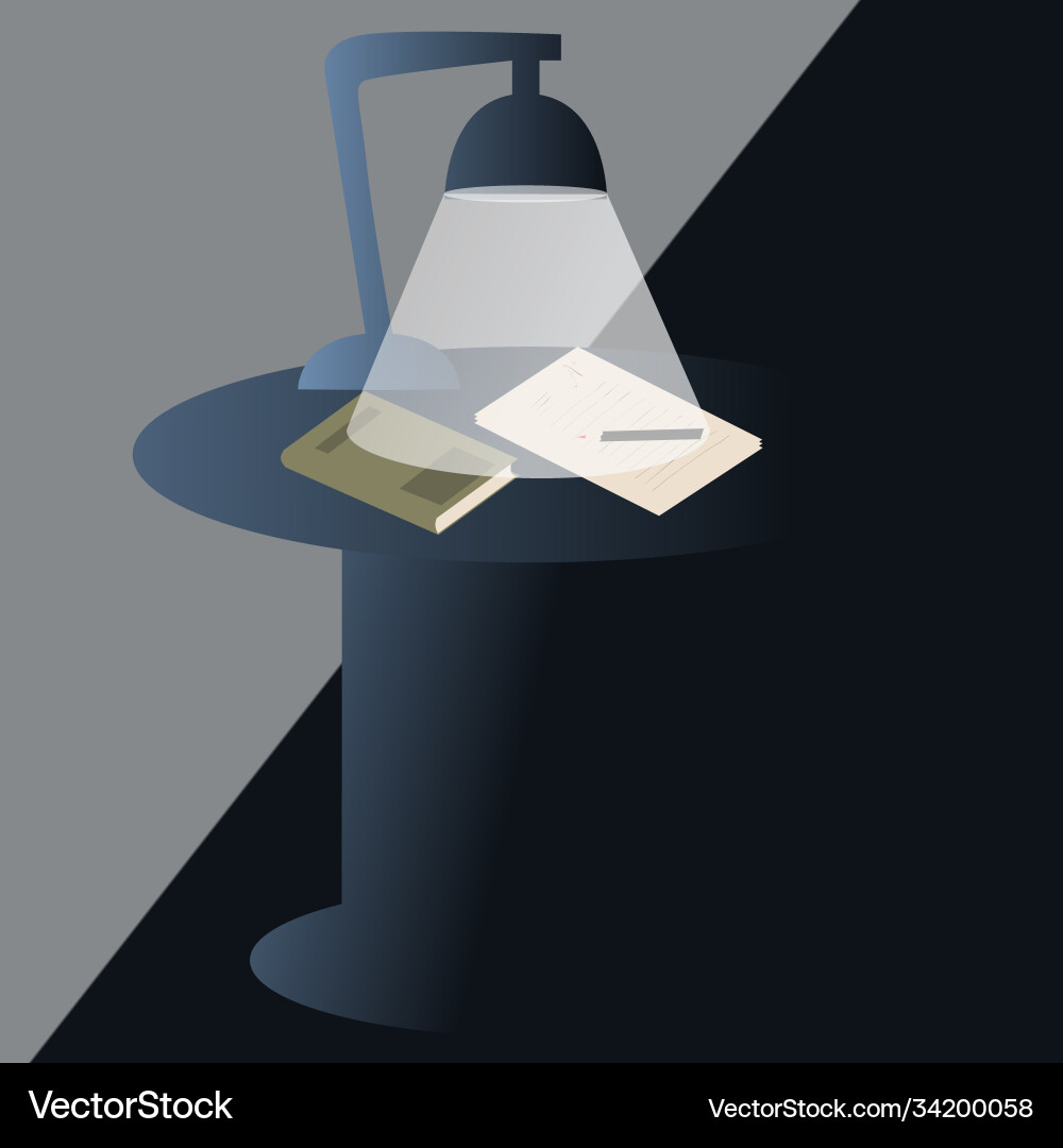 Lamp book and homework on round table Lamp book and homework on round table Vector Image