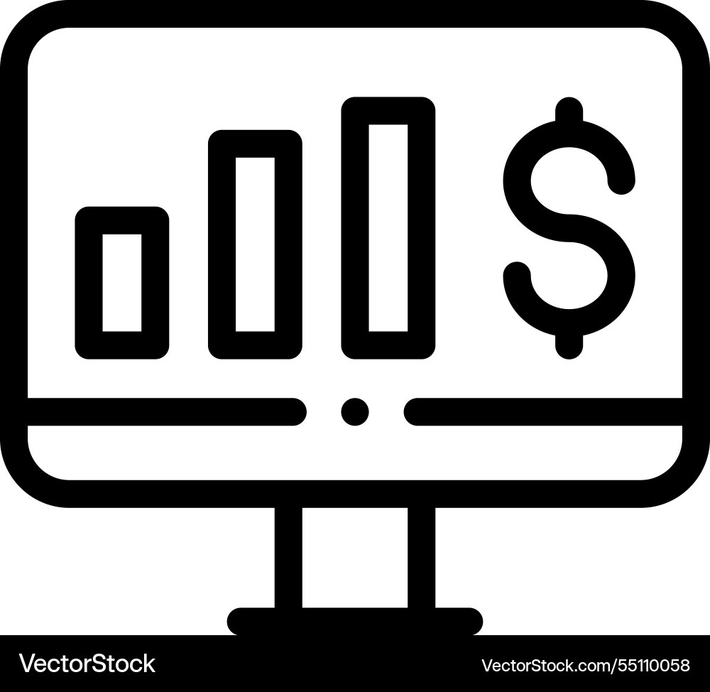 Monitor icon thin linear style design isolated Monitor icon thin linear style design isolated vector image