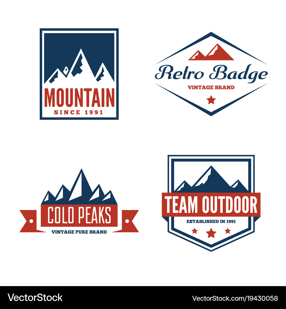Mountain logotypes with hill peaks minimal retro Vector Image