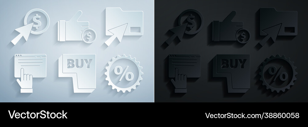 Set buy button cursor click document folder Set buy button cursor click document folder vector image