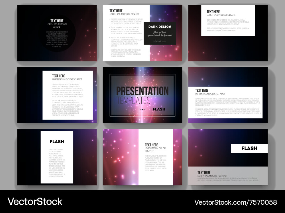Set of 9 templates for presentation slides vector image