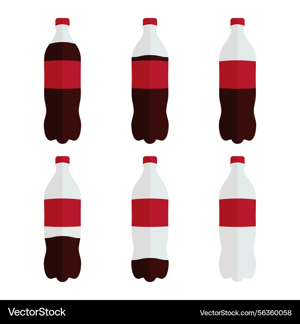 Set of soda bottles with varying fill levels Vector Image